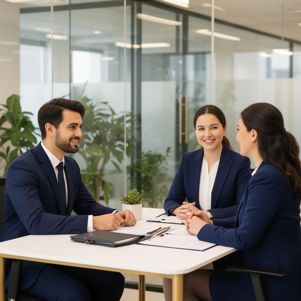 Equipe contábil em atendimento humanizado